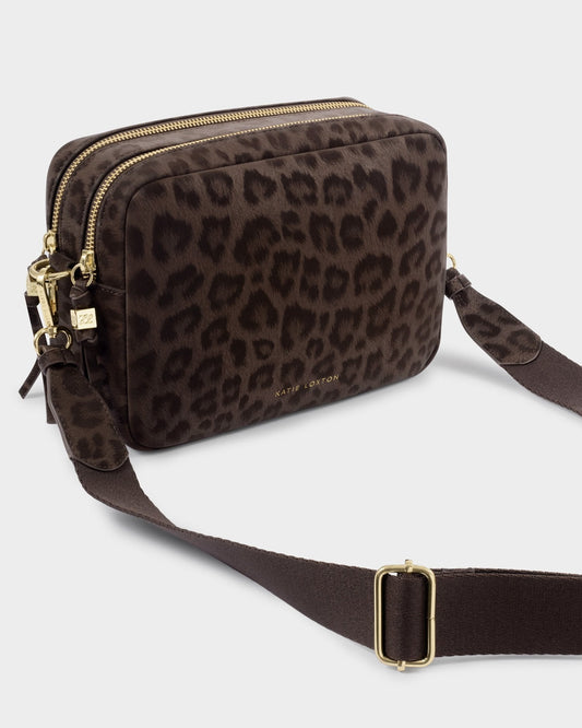 Katie Loxton Lottie Large Crossbody Bag in Chocolate Leopard