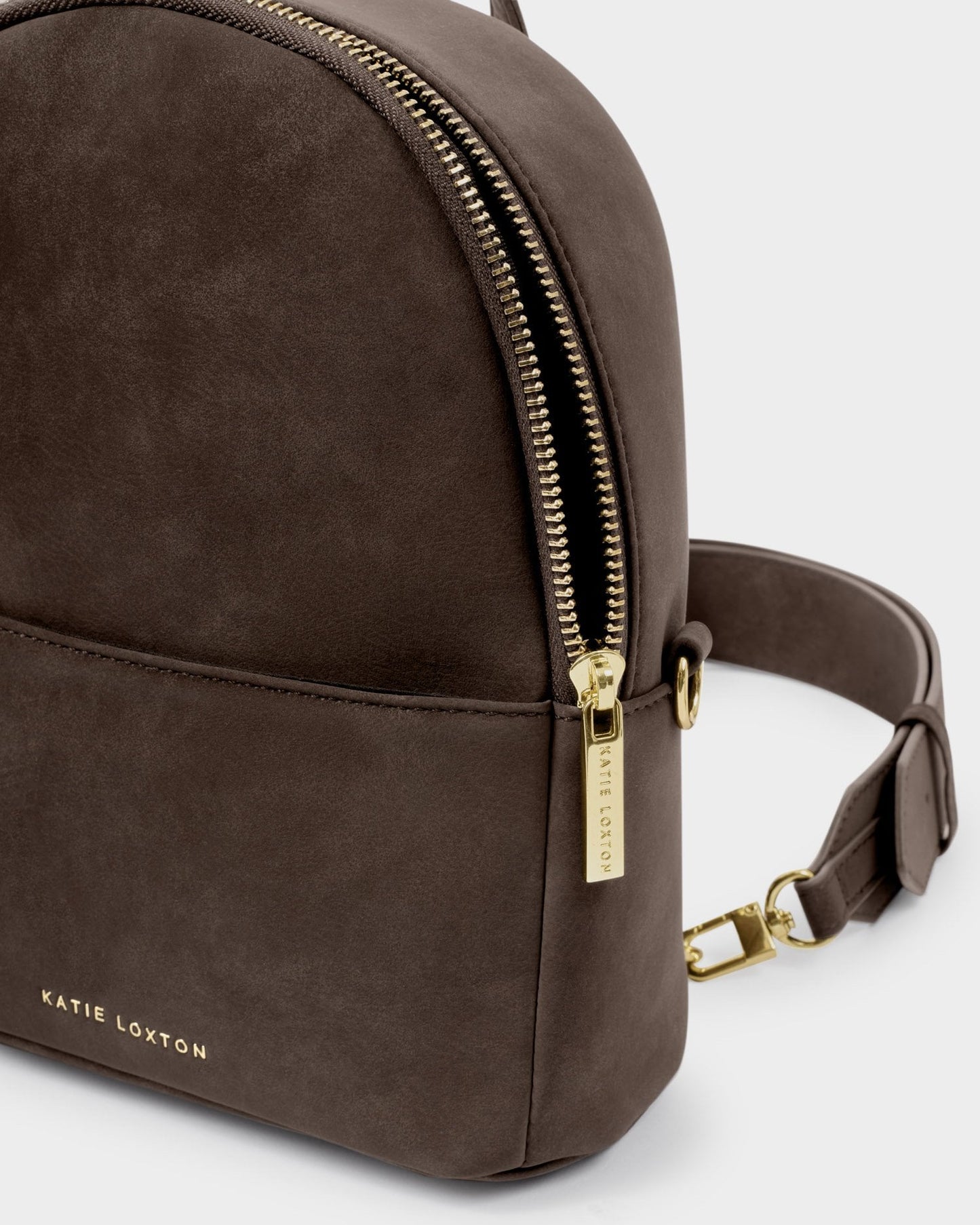 Katie Loxton Mika Small Suedette Backpack in Bitter Chocolate Suedette
