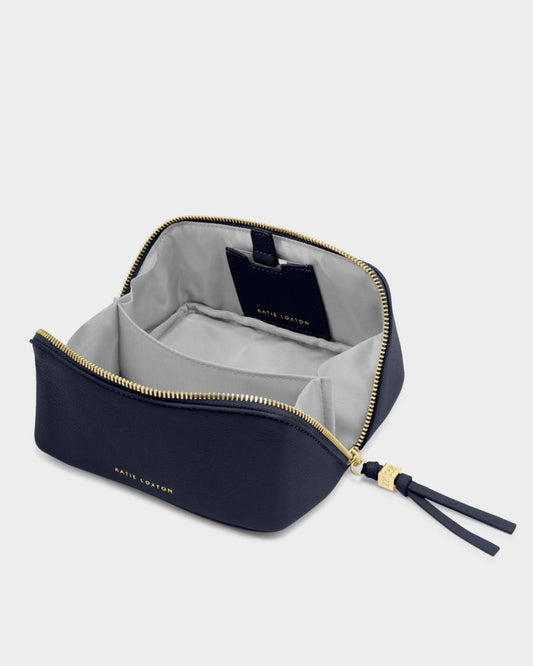 Katie Loxton Fold-Out Mirror Makeup Bag in Navy