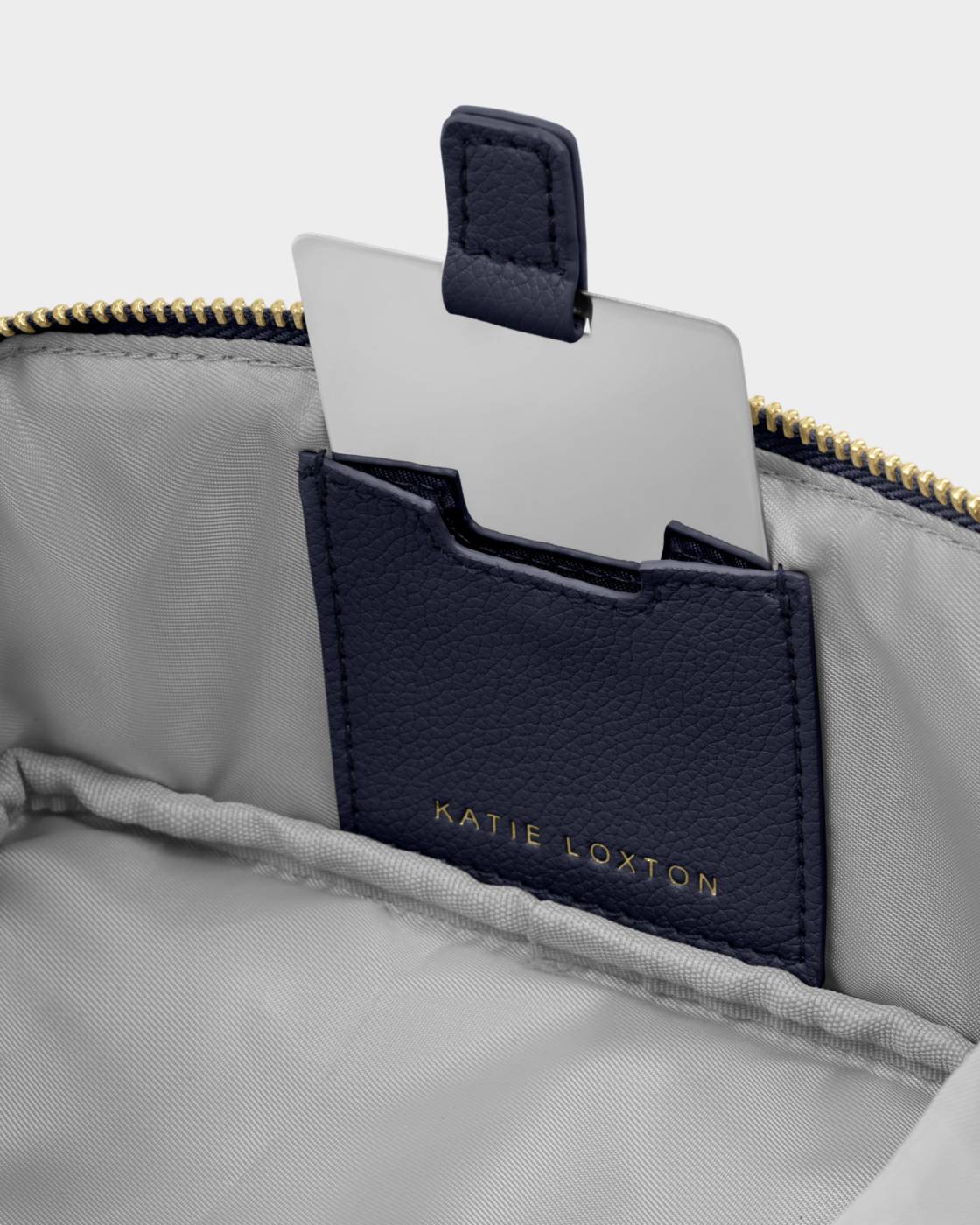 Katie Loxton Fold-Out Mirror Makeup Bag in Navy