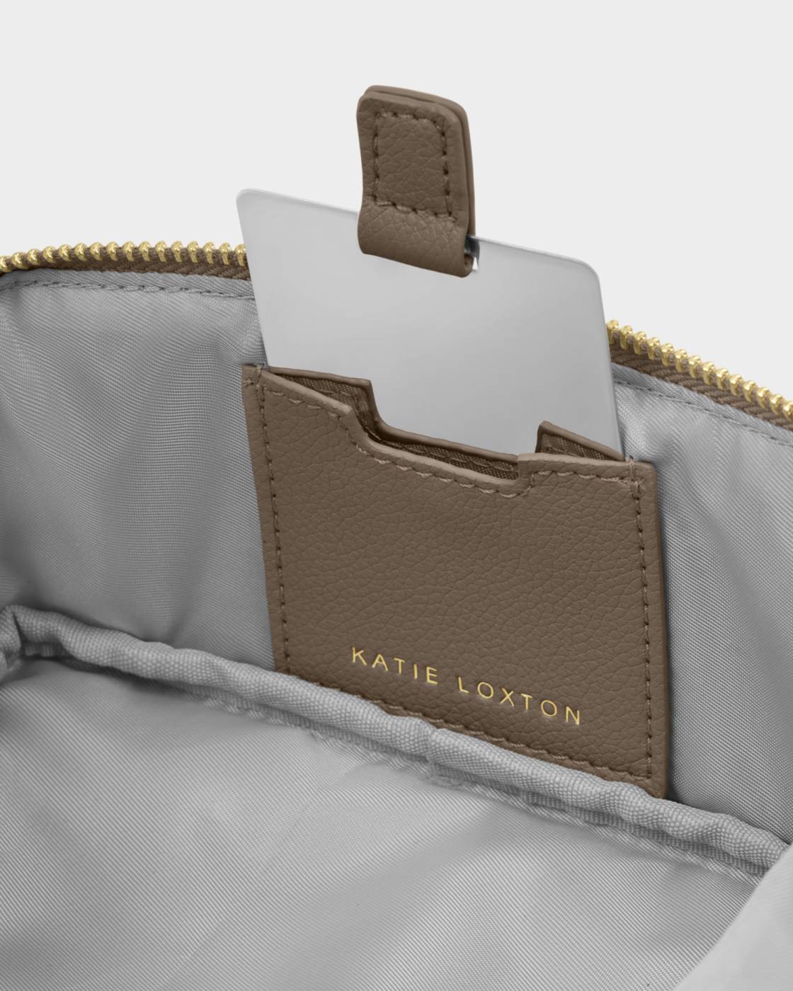 Katie Loxton Fold-Out Mirror Makeup Bag in Mink