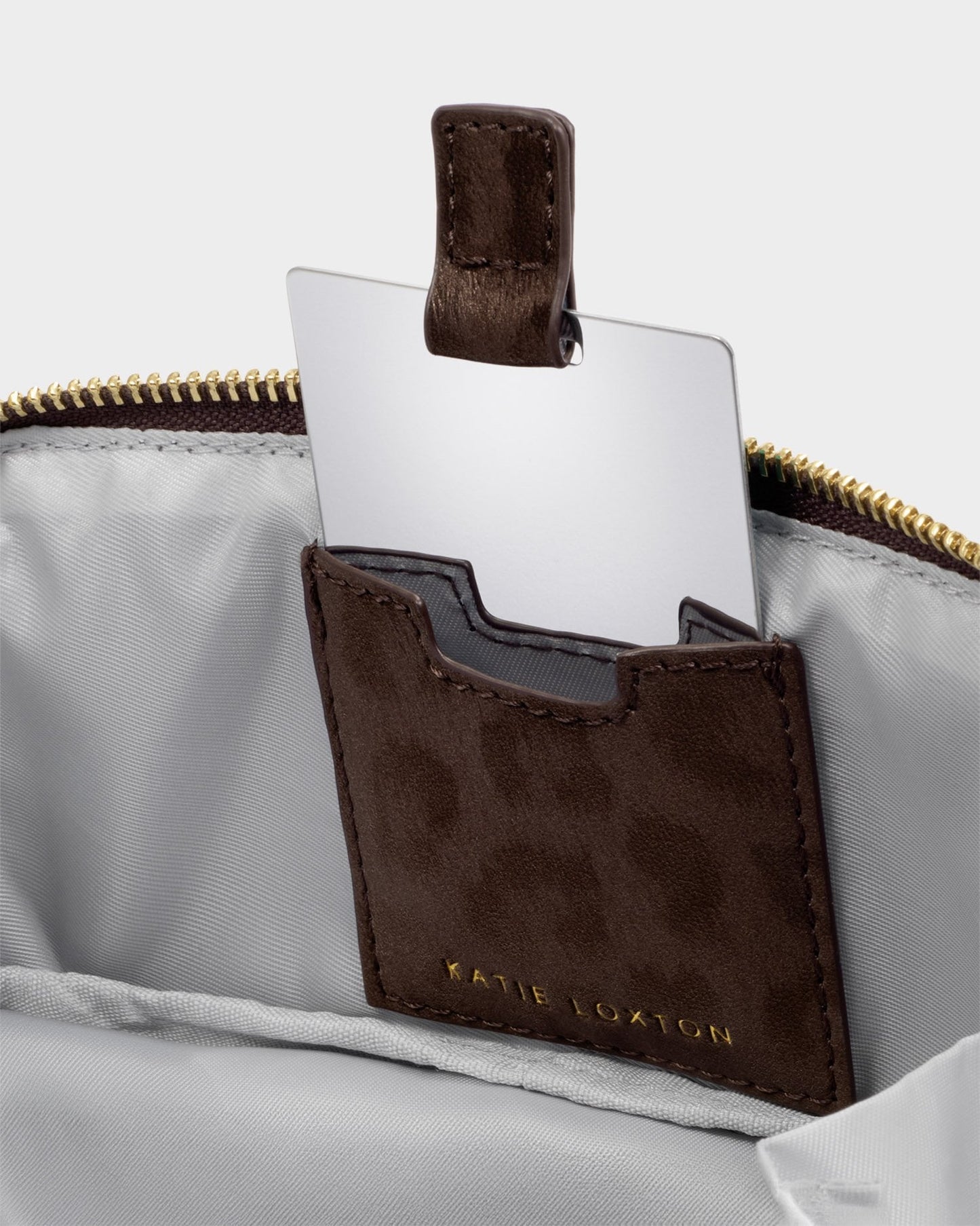 Katie Loxton Fold-Out Make Up Bag in Leopard Suedette