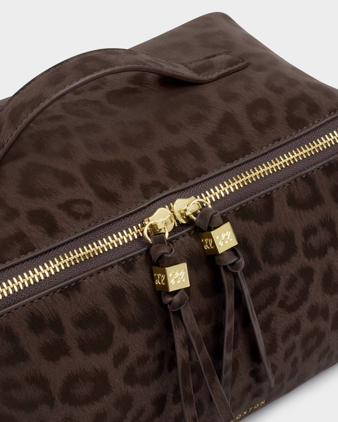 Katie Loxton Soho Large Makeup & Wash Bag in Chocolate Leopard