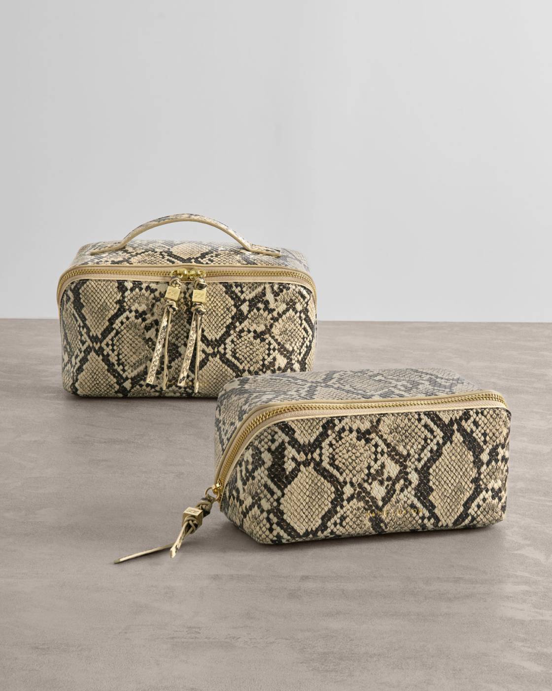 Katie Loxton Fold-Out Make Up Bag in Faux Snakeskin