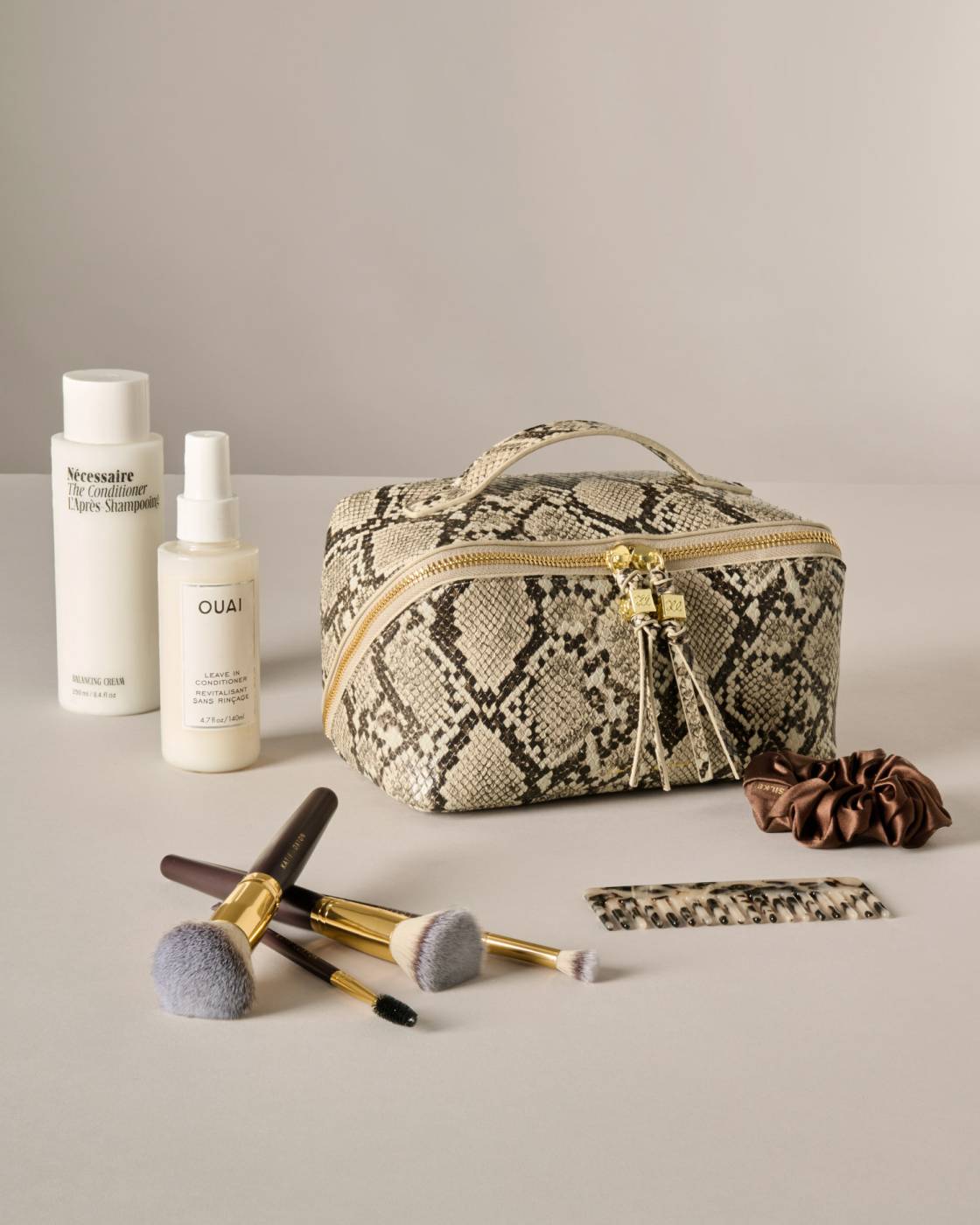 Katie Loxton Fold-Out Make Up Bag in Faux Snakeskin