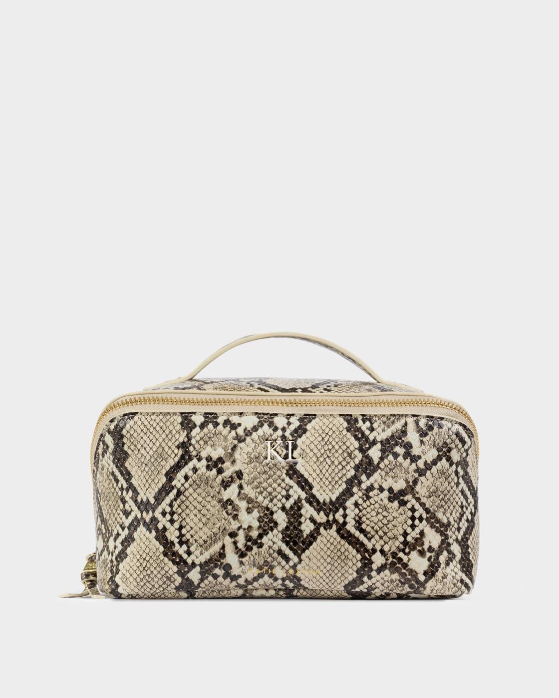 Katie Loxton Fold-Out Make Up Bag in Faux Snakeskin