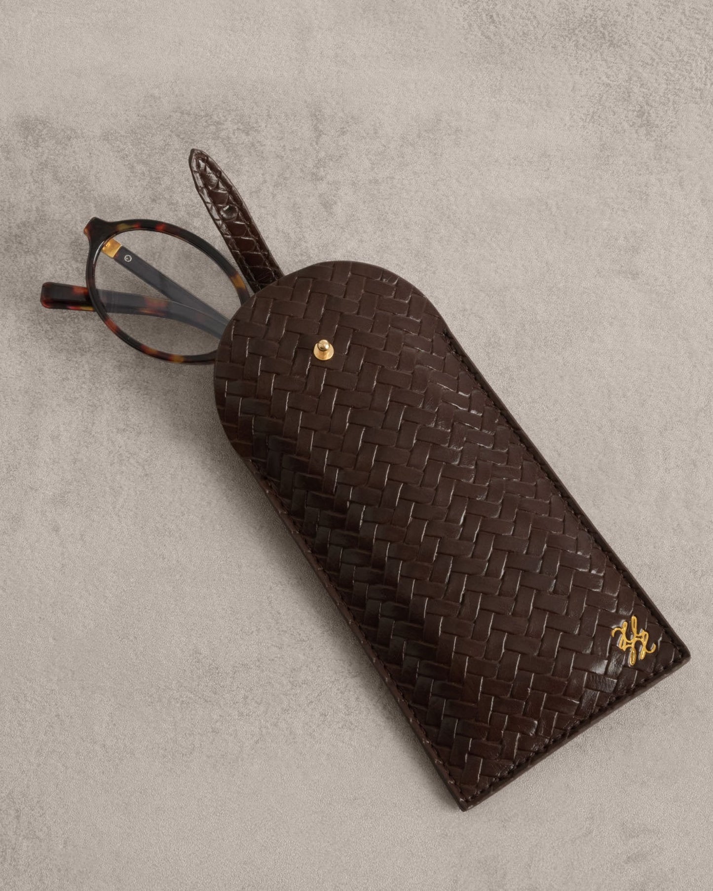 Katie Loxton Glasses Sleeve in Woven Chocolate