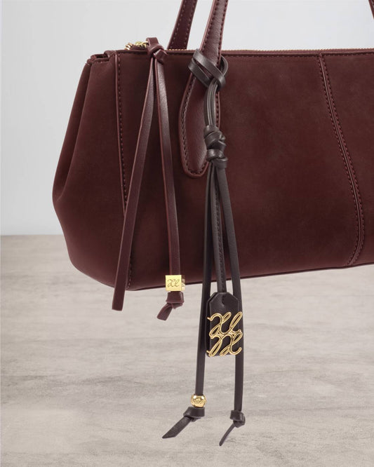 Katie Loxton Signature Bag Charm in Chocolate Suedette