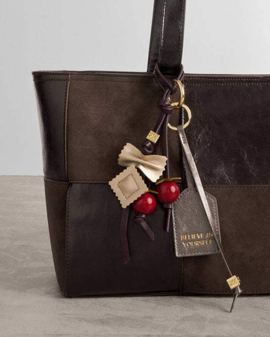 Katie Loxton Pasta Bag Charm in Black Cherry
