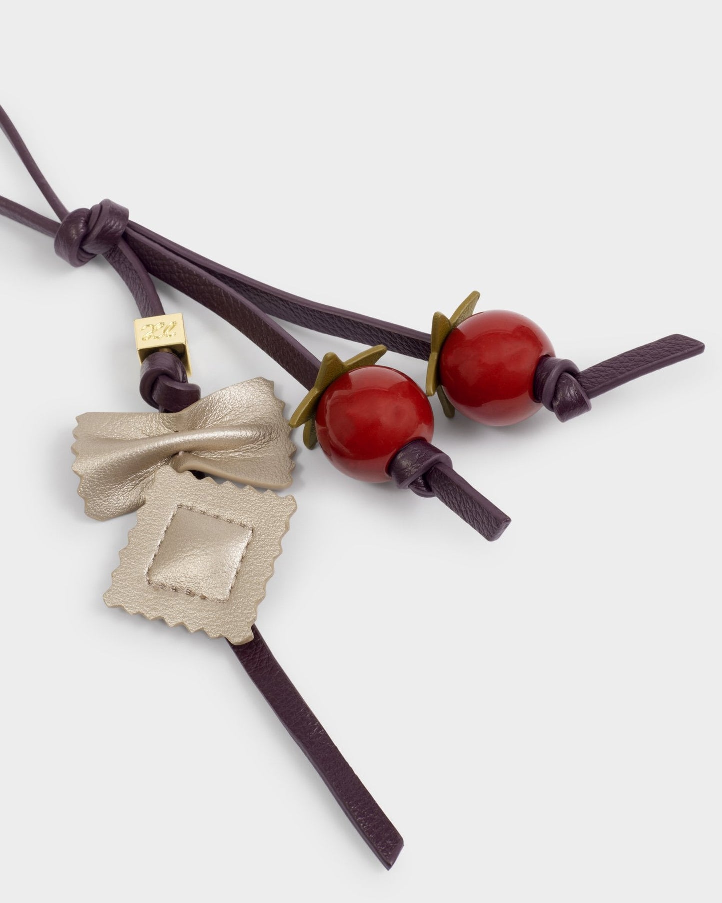 Katie Loxton Pasta Bag Charm in Black Cherry