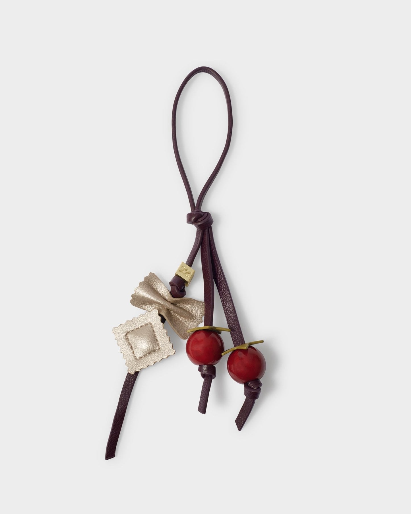 Katie Loxton Pasta Bag Charm in Black Cherry