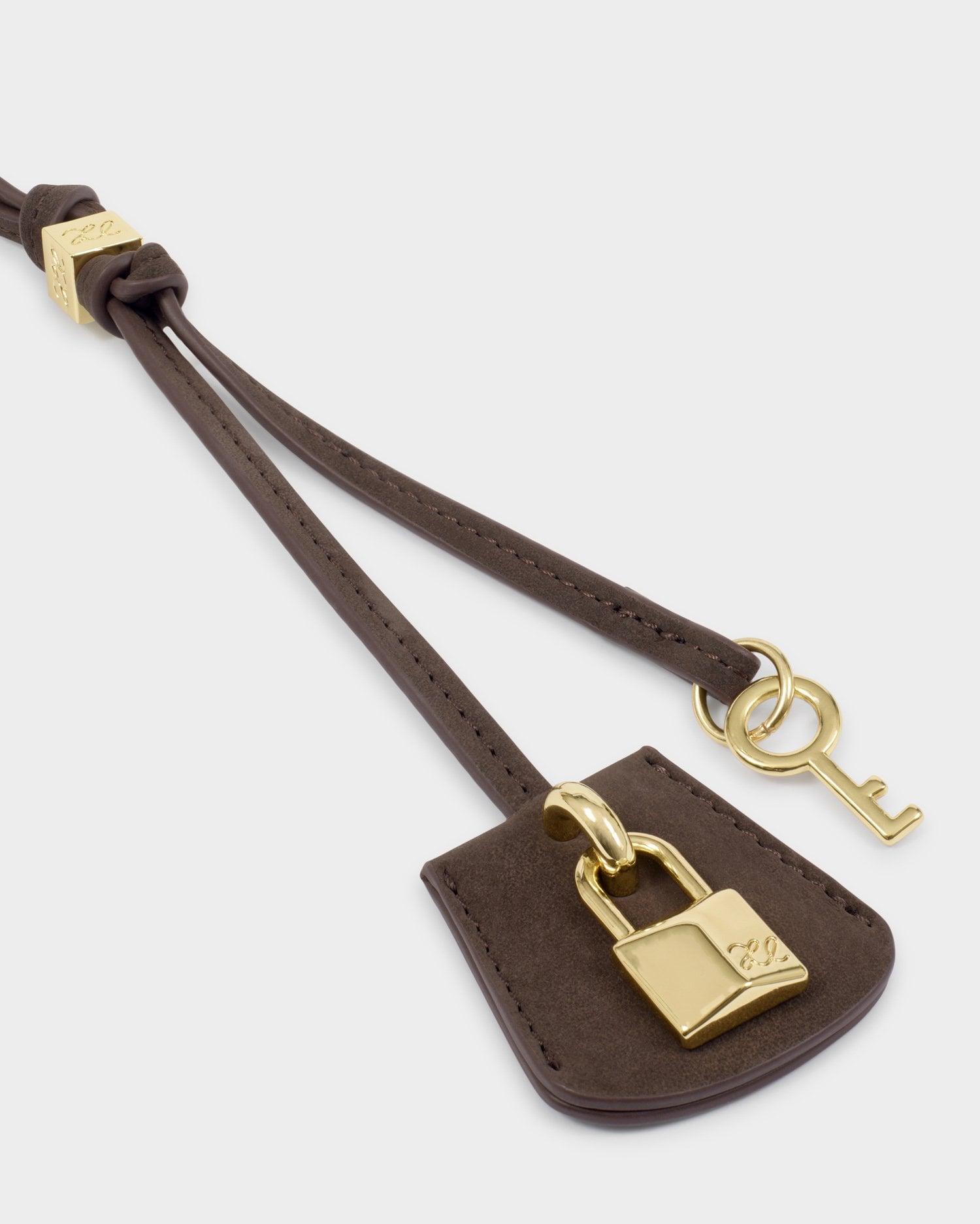 Katie Loxton Heritage Suedette Bag Charm in Chocolate Suedette