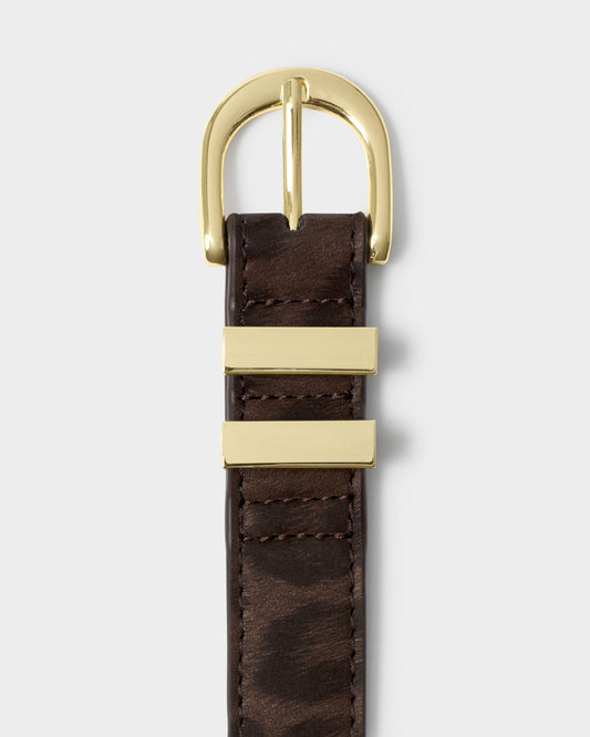 Katie Loxton Buckle Belt in Leopard Chocolate