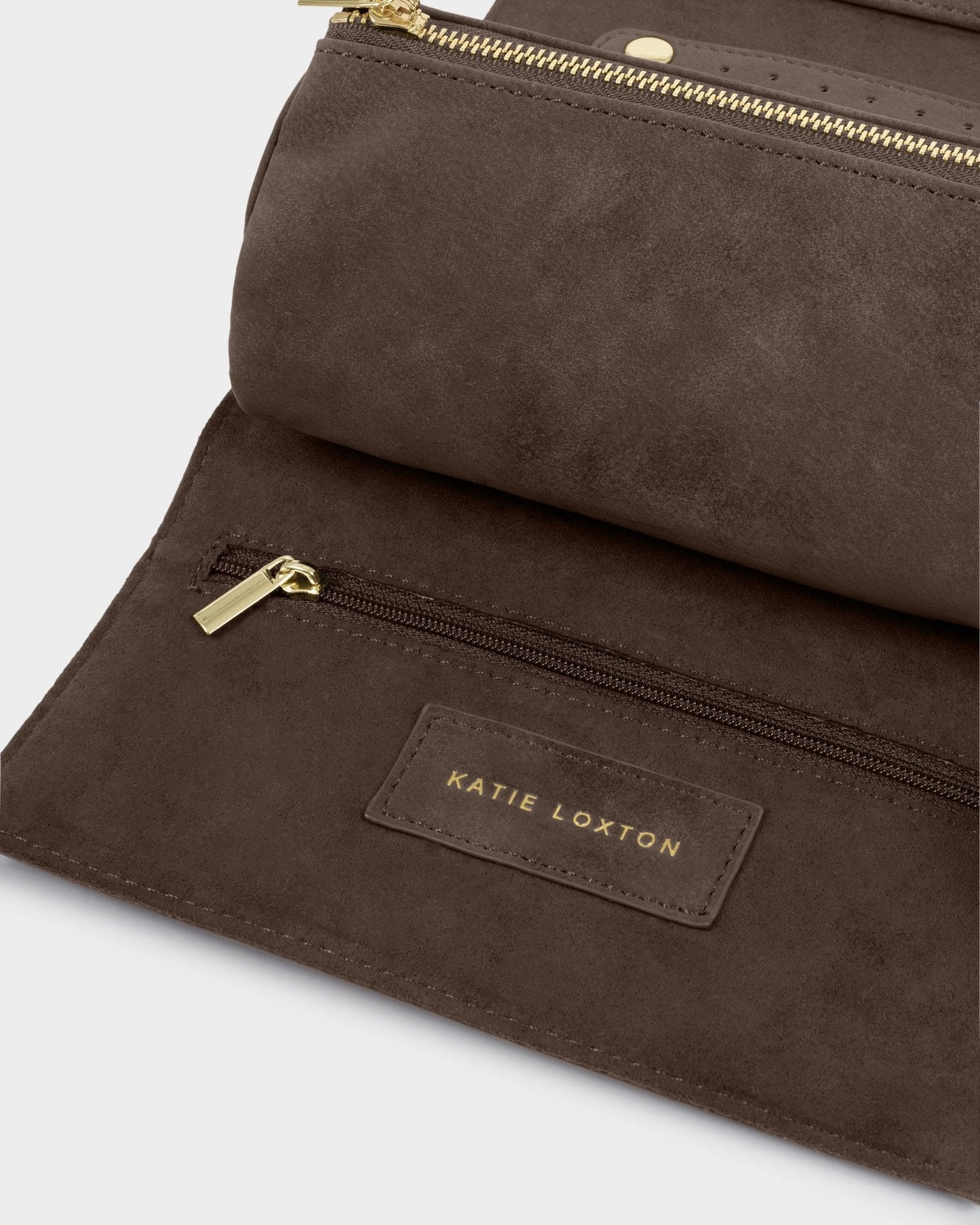 Katie Loxton Suedette Travel Jewellery & Accessories Organiser in Chocolate