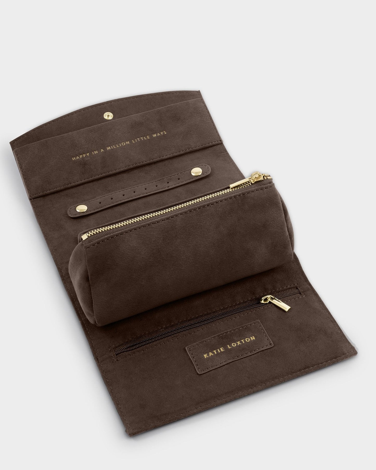 Katie Loxton Suedette Travel Jewellery & Accessories Organiser in Chocolate