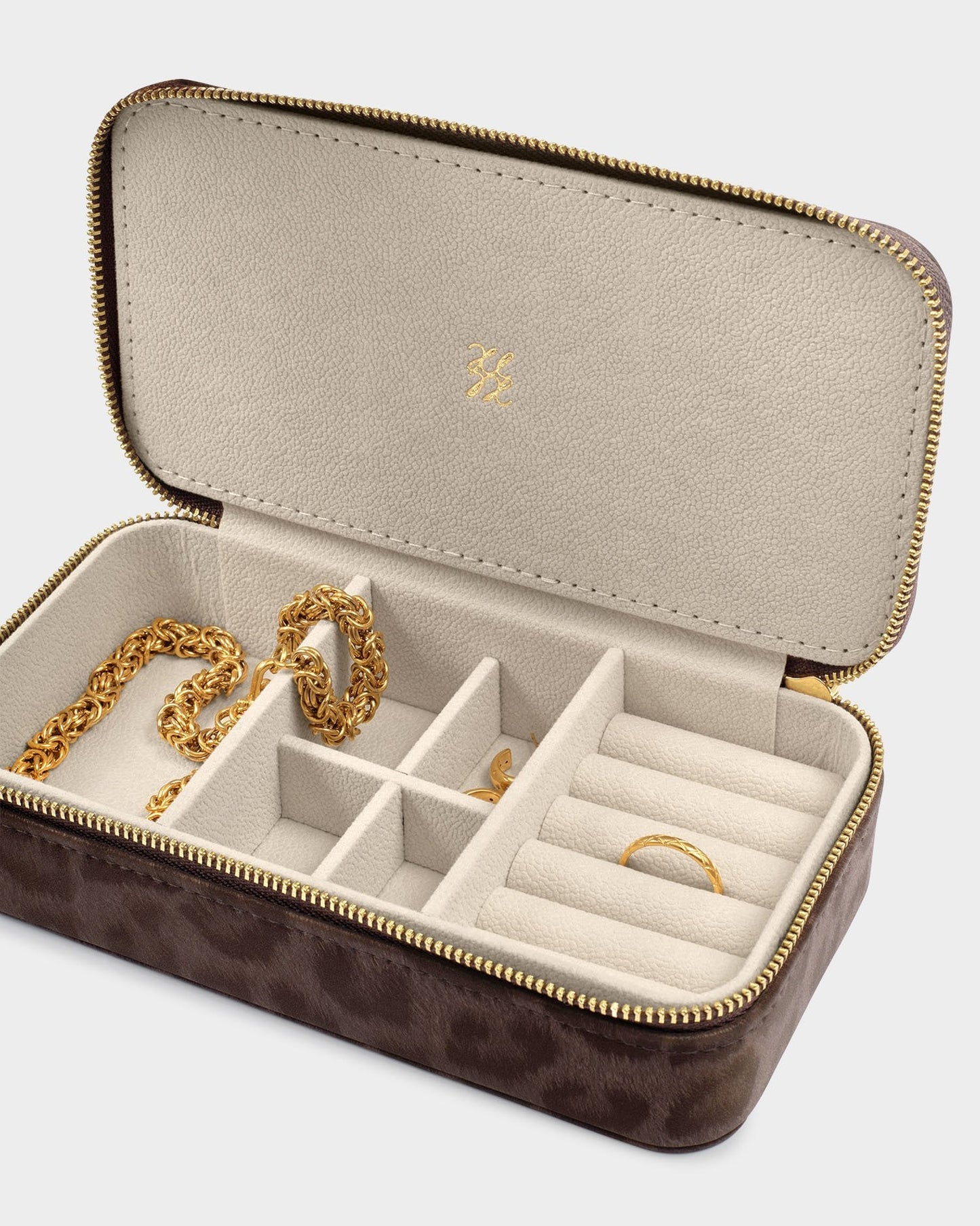 Katie Loxton Classic Jewellery Box in Chocolate Leopard