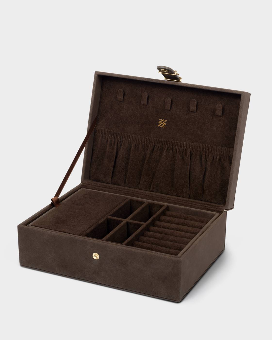Katie Loxton Large Jewellery Box in Chocolate Suedette