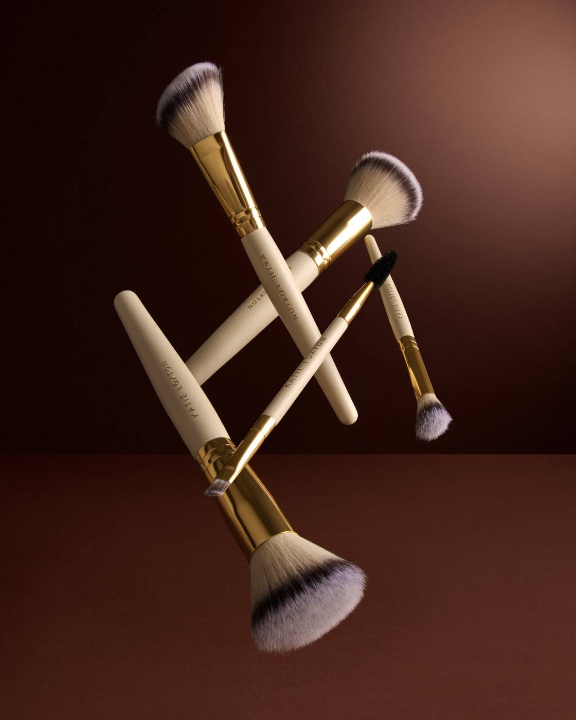 Katie Loxton Travel Makeup Brush Set With Case in Light Taupe