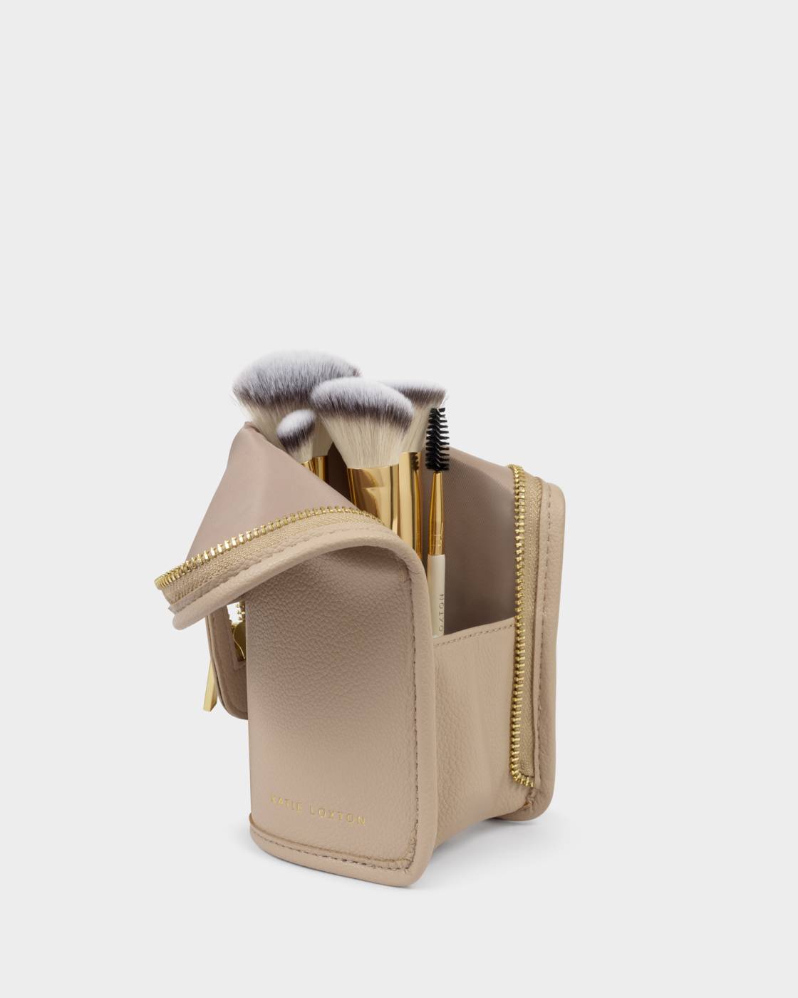 Katie Loxton Travel Makeup Brush Set With Case in Light Taupe