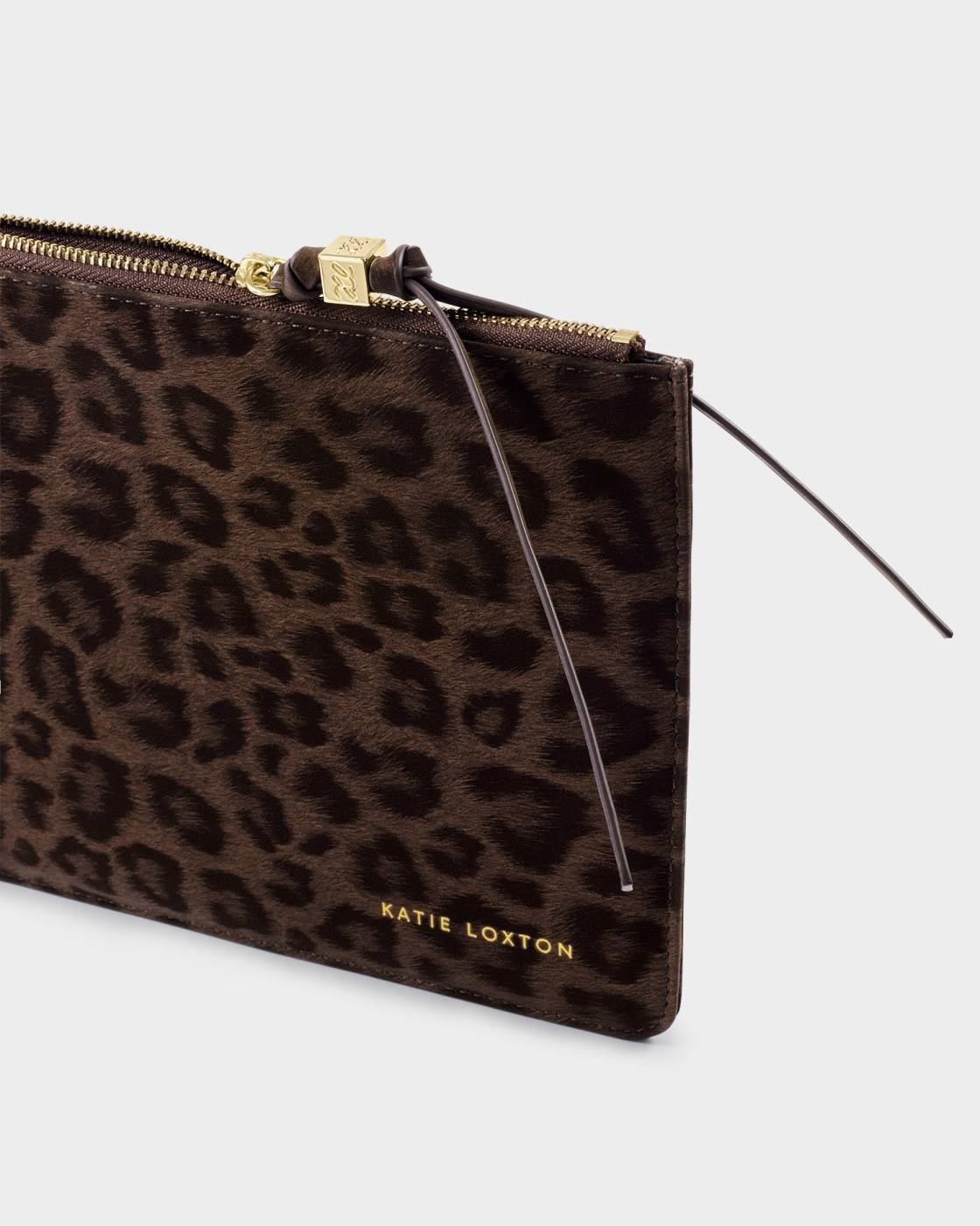 Katie Loxton Tassel Charm Pouch in Chocolate Leopard