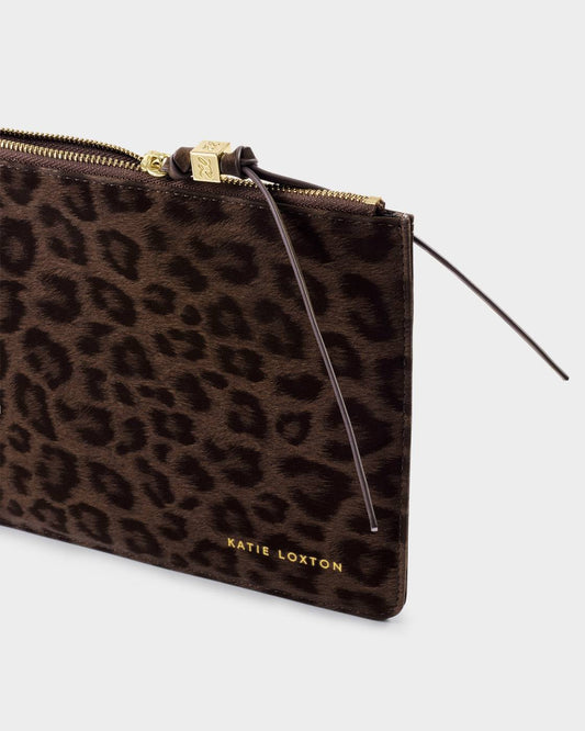 Katie Loxton Tassel Charm Pouch in Chocolate Leopard