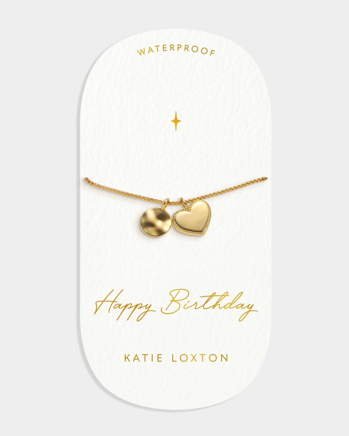 Katie Loxton 'Happy Birthday' Waterproof Gold Charm Bracelet