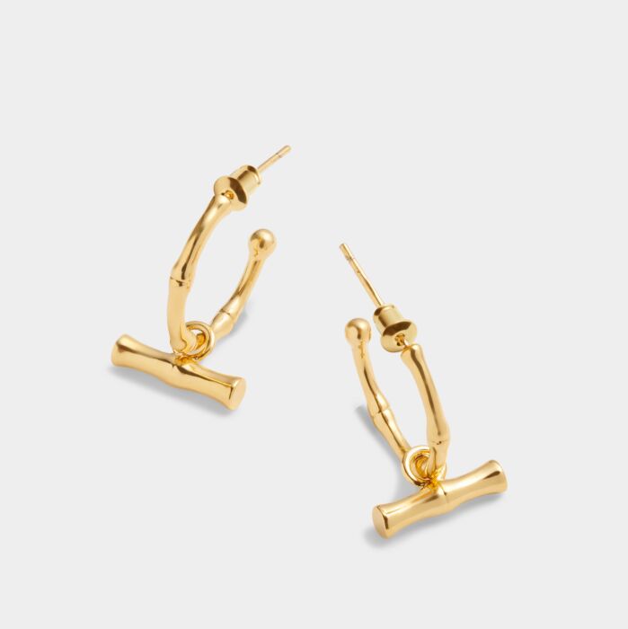 Katie Loxton Bamboo Hoop Earrings - Gold Coated