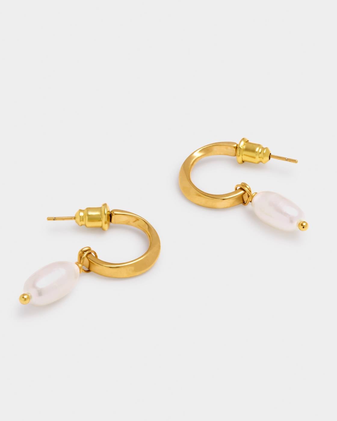 Katie Loxton Pearl Lustre Waterproof Gold Hoop Earrings
