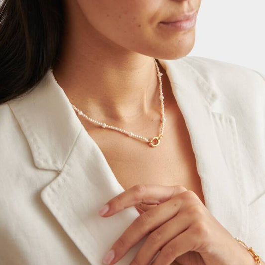 Katie Loxton Pearl Glow Choker - Pearl and Gold Coated