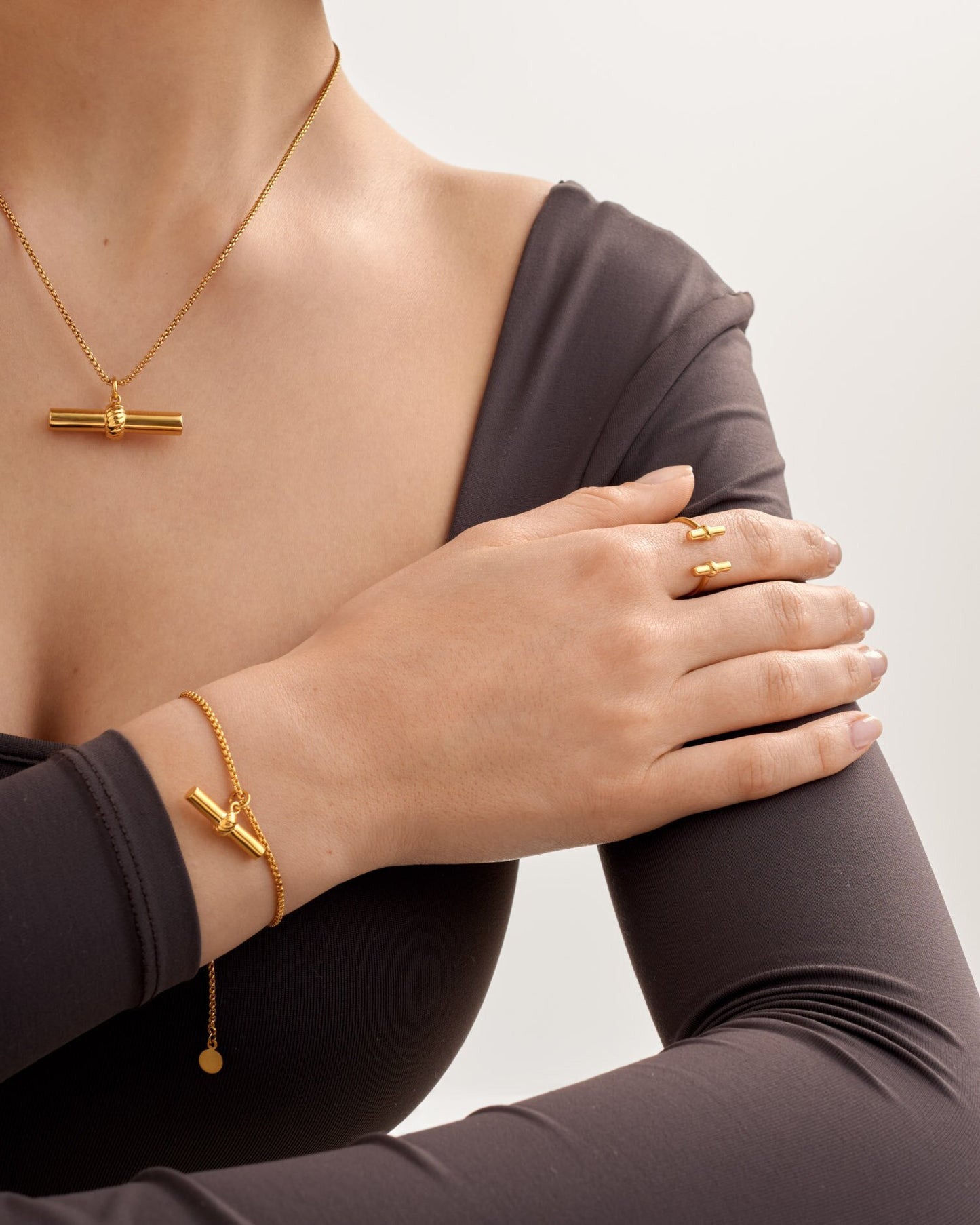 Katie Loxton Themis Large T-Bar Bracelet - Gold Coated