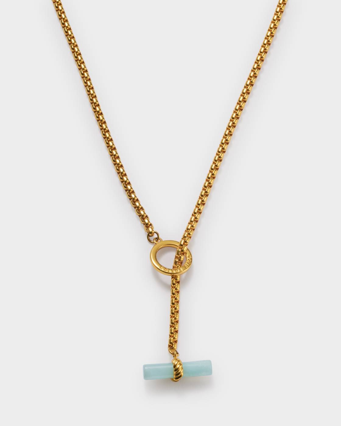 Katie Loxton Azura Waterproof Gold T-Bar Hoop Necklace