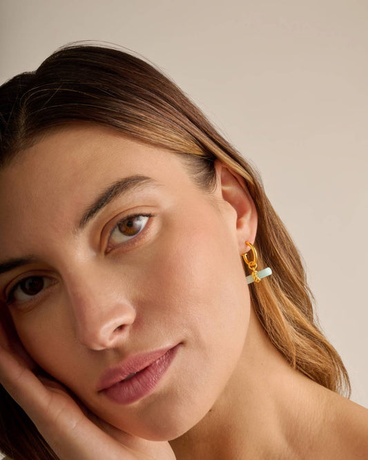 Katie Loxton Azura Waterproof Gold T-Bar Hoop Earrings