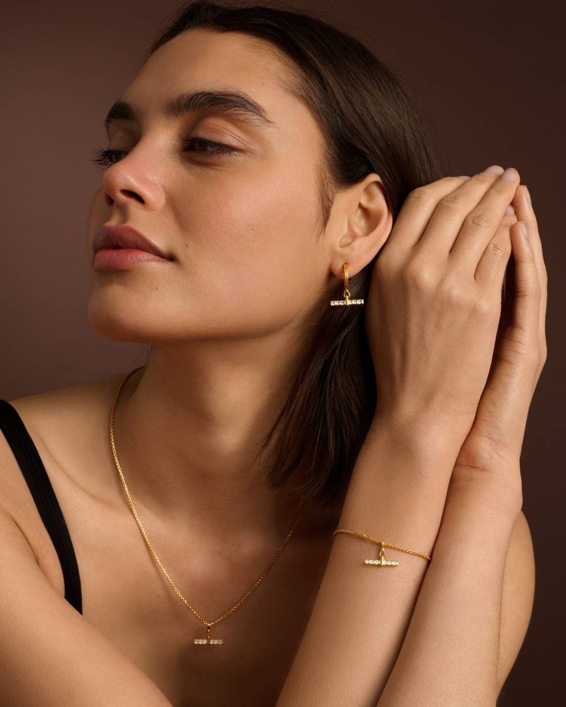 Katie Loxton Lustre Waterproof Gold T-Bar Necklace