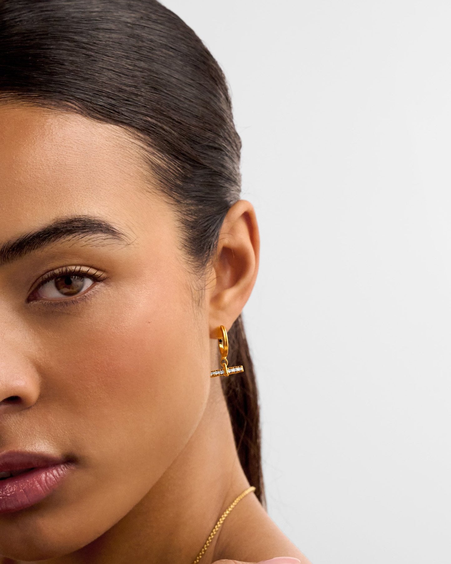 Katie Loxton Lustre Waterproof Gold T-Bar Hoop Earrings