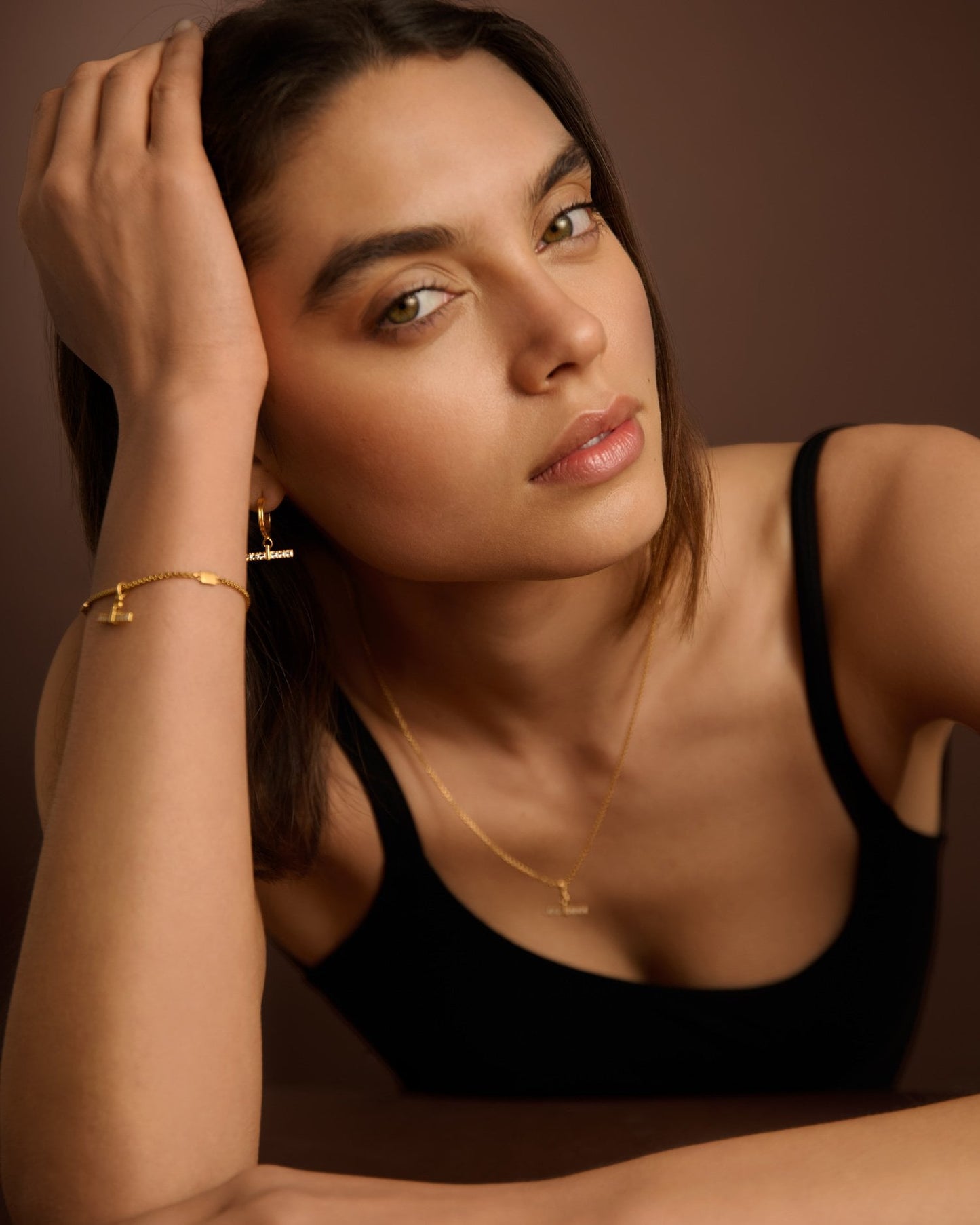 Katie Loxton Lustre Waterproof Gold T-Bar Hoop Earrings