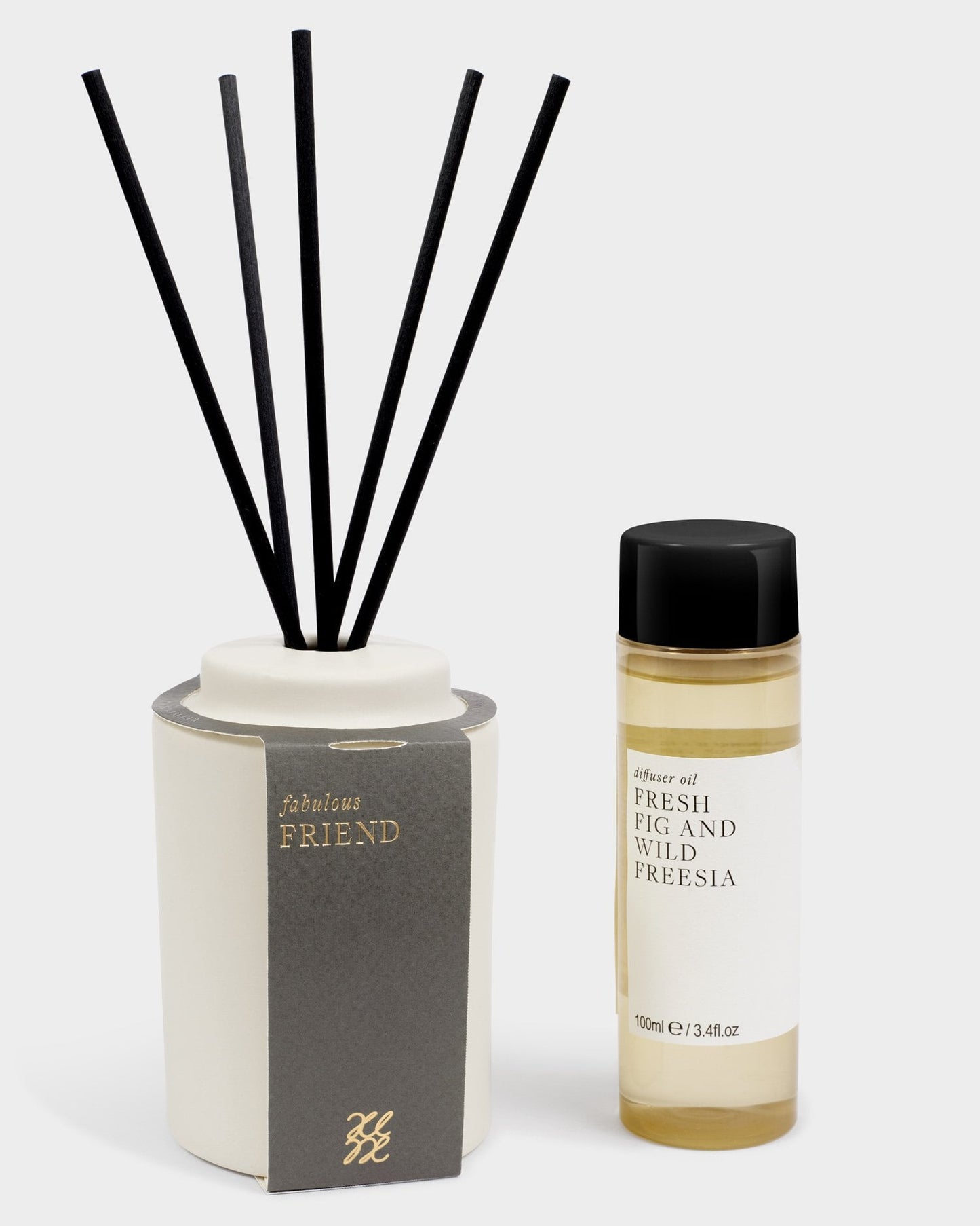 Katie Loxton Ceramic Sentiment Reed Diffuser 'Fabulous Friend' in Fresh Fig & Wild Freesia