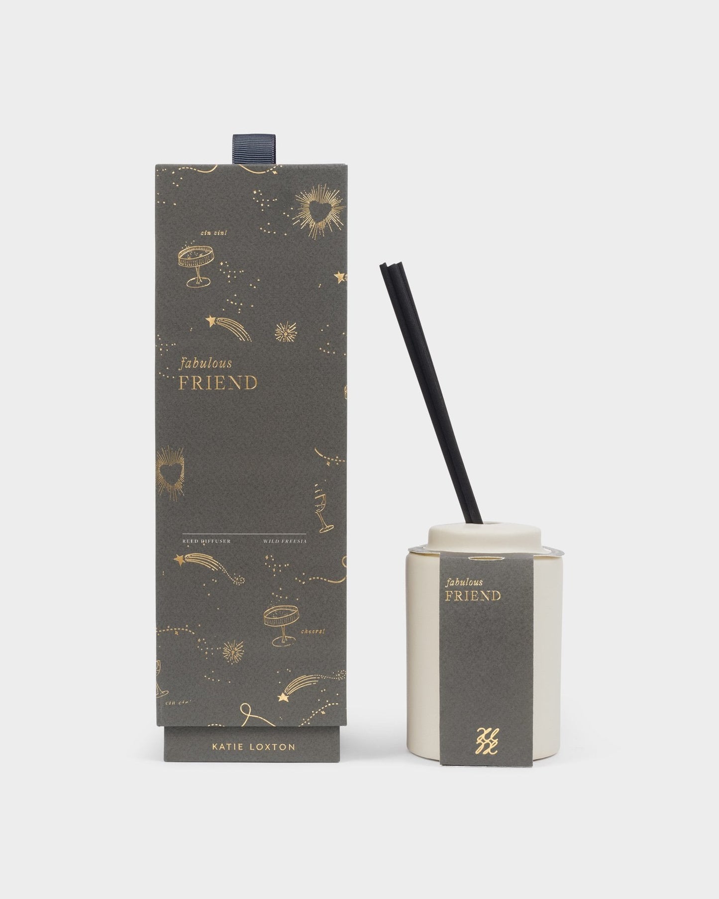 Katie Loxton Ceramic Sentiment Reed Diffuser 'Fabulous Friend' in Fresh Fig & Wild Freesia