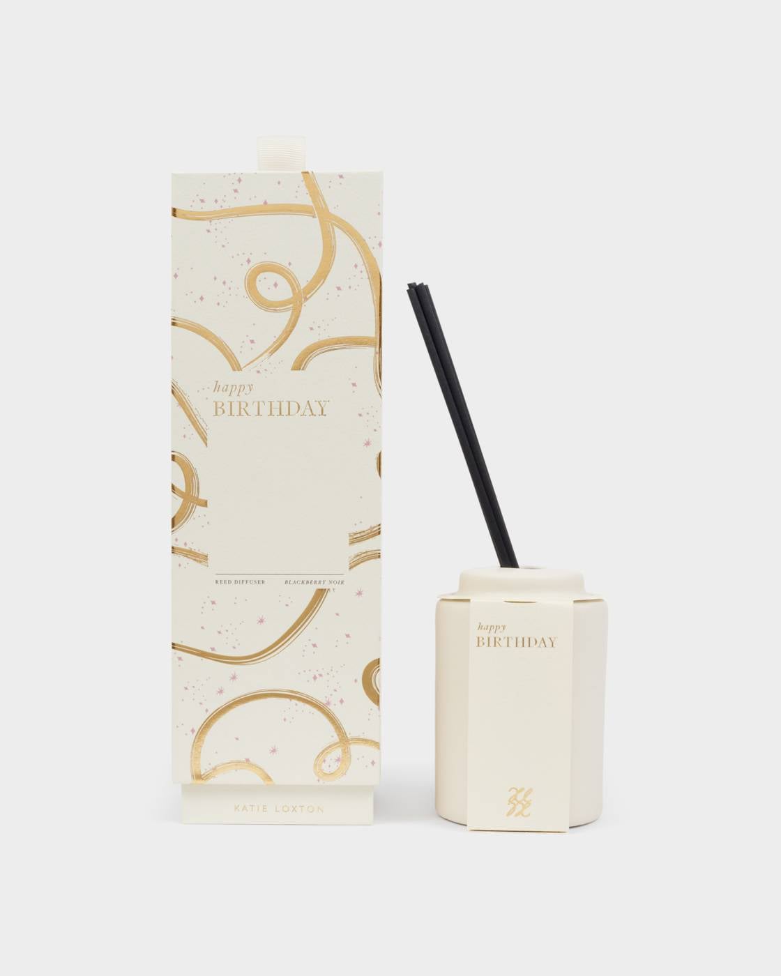 Katie Loxton Ceramic Sentiment Reed Diffuser 'Happy Birthday' in Blackberry Noir