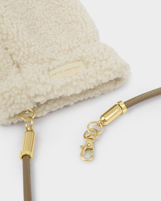 Katie Loxton Teddy Mittens with Cord - Cream