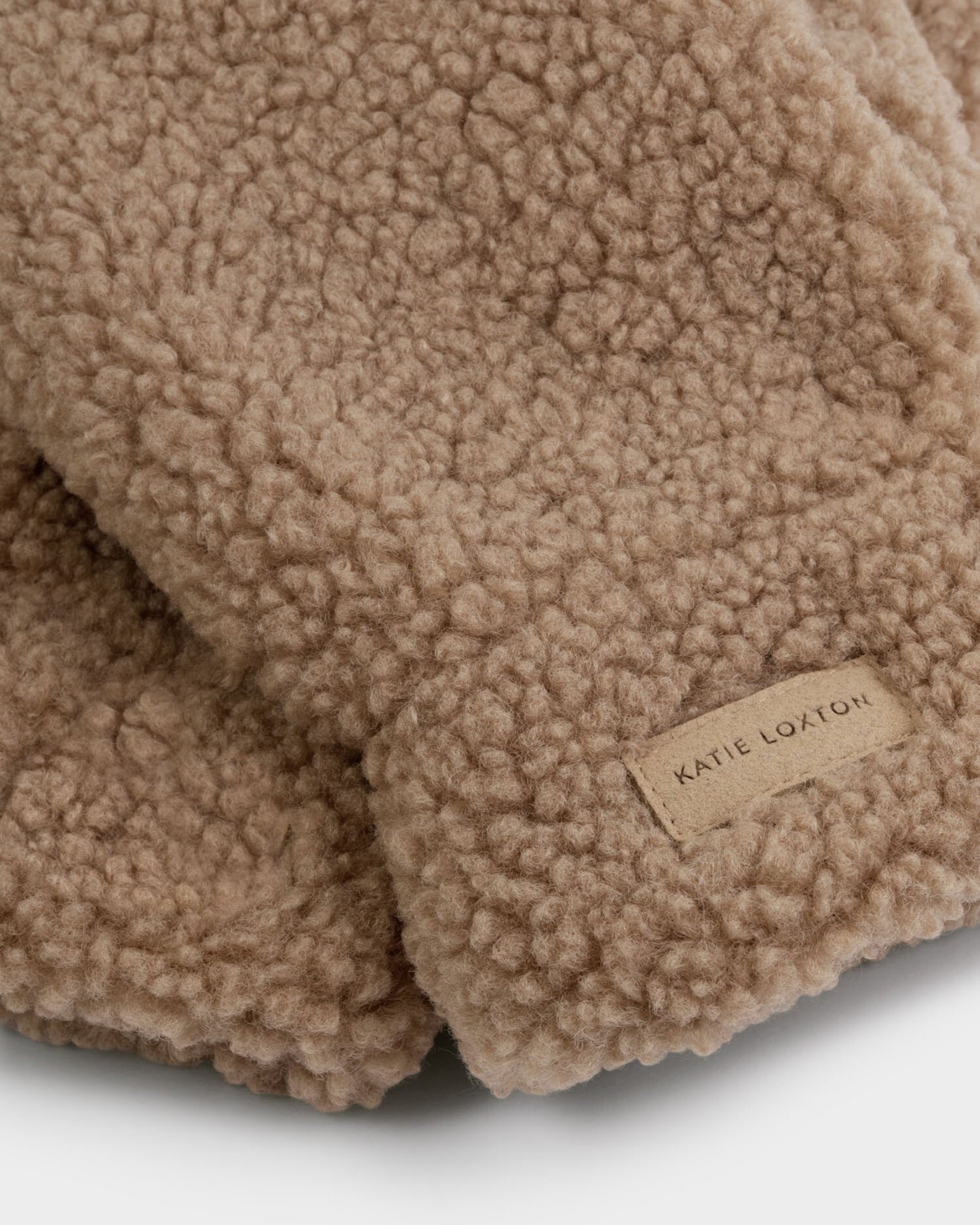 Katie Loxton Teddy Mittens with Cord - Tan