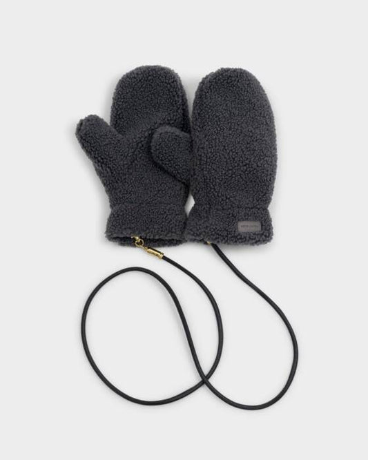 Katie Loxton Teddy Mittens with Cord - Charcoal