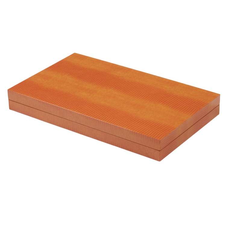 Addison Ross Orange Croc Lacquer Backgammon Set