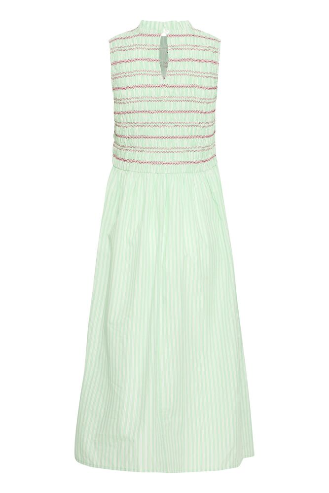 ICHI Locy Dress in Green & Birch Stripe