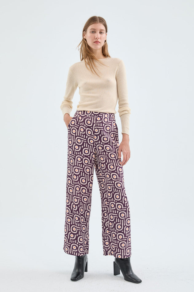 Compania Fantastica geometric print straight leg viscoes trousers