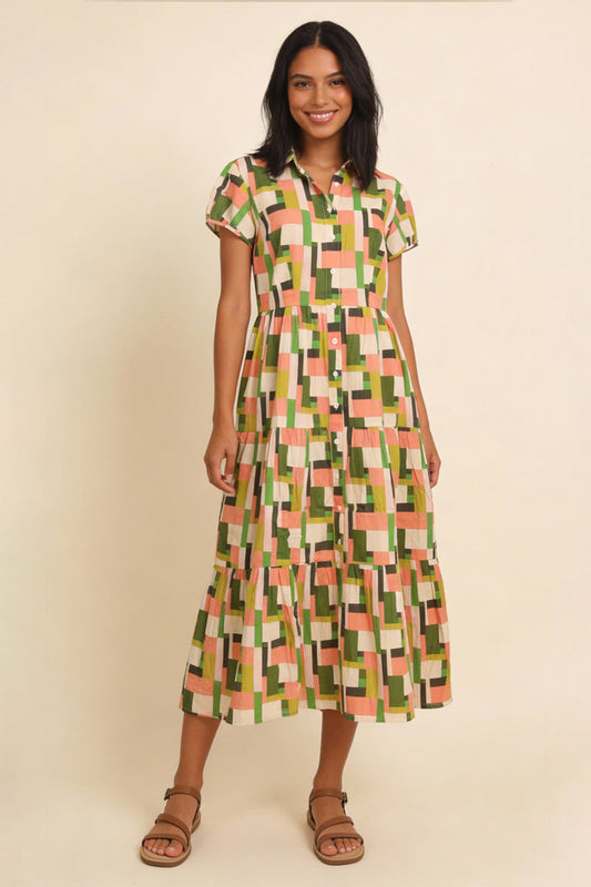 Pretty Vacant Molly Dress in Rectangles