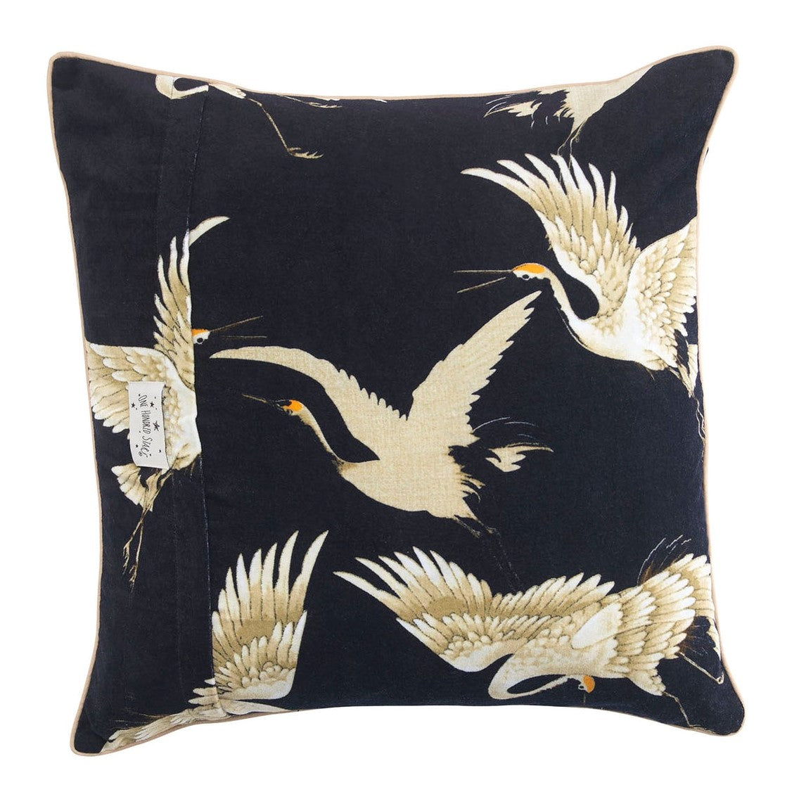 One Hundred Stars Black Stork Cushion Cover 50 x 50cm