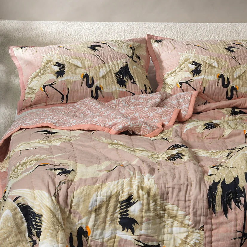 One Hundred Stars Stork Bedspread in Pink