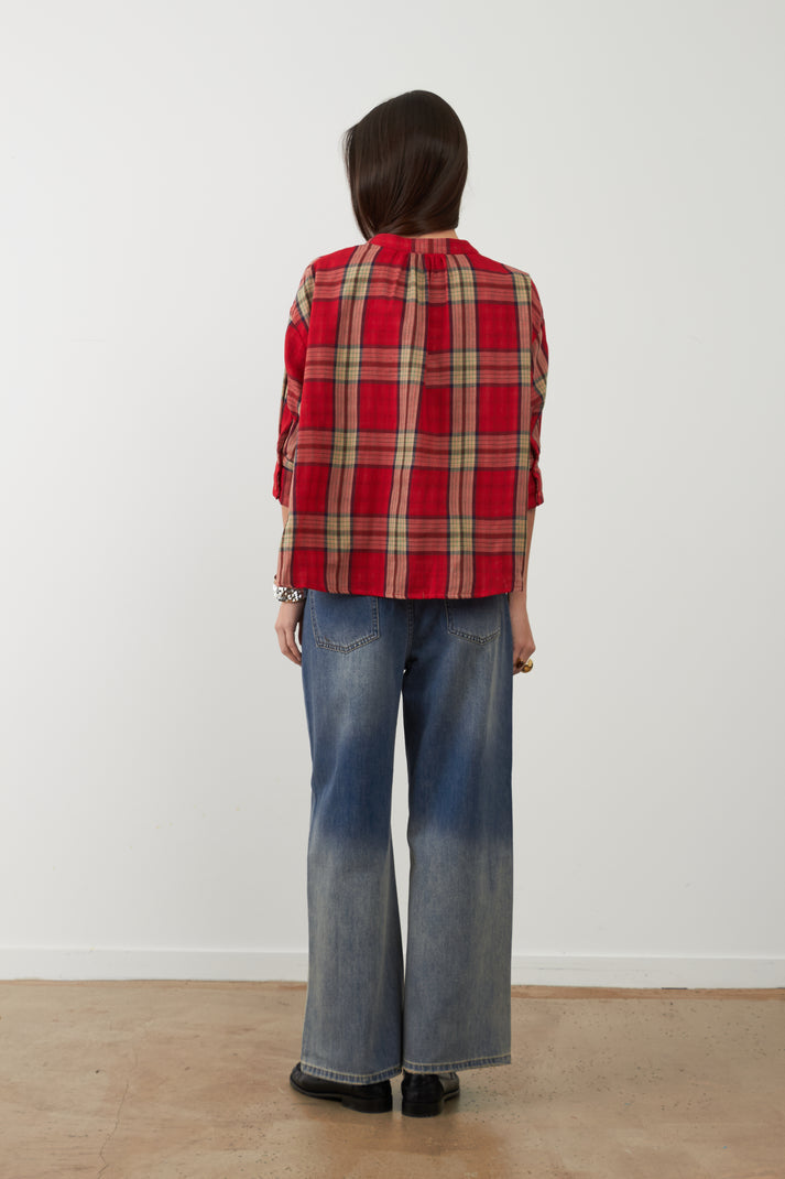 Orfeo Simone Blouse in Red checks
