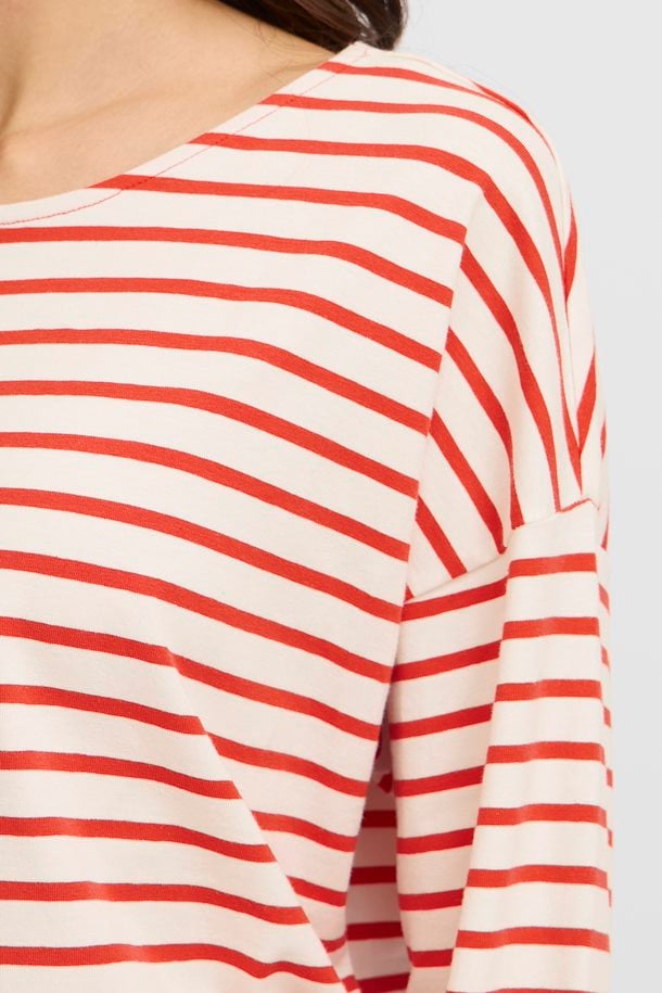 Fransa Siva Tee in Poinsettia Mix Stripe