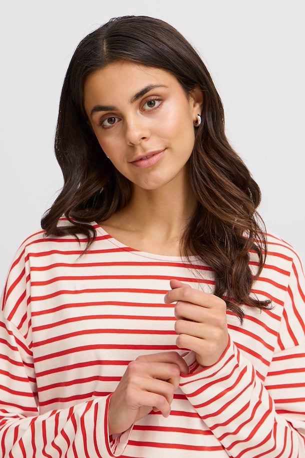 Fransa Siva Tee in Poinsettia Mix Stripe